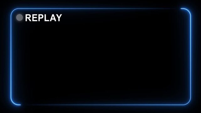 Glowing Neon Replay Screen Animation, Loop Refresh Icon, Transparent Alpha Background, Futuristic User Interface Motion Graphic animation