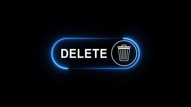 glowing neon Businessman Pressing Neon Delete Button with Trash Bin Icon Animation, Data Removal and Digital System Cleanup Concept animation