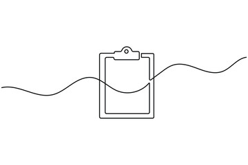 Obraz premium Clipboard one-line art with editable stroke minimal outline vector design