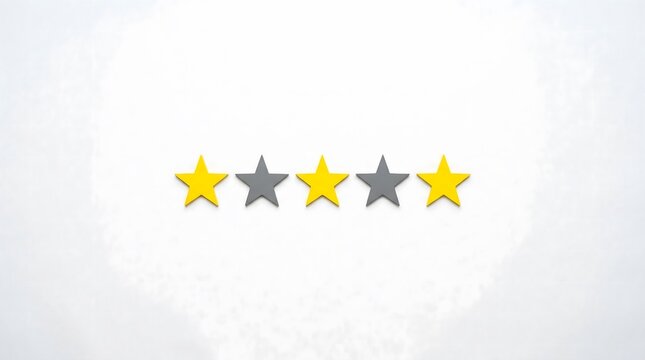 Three out of five stars rating review score on white