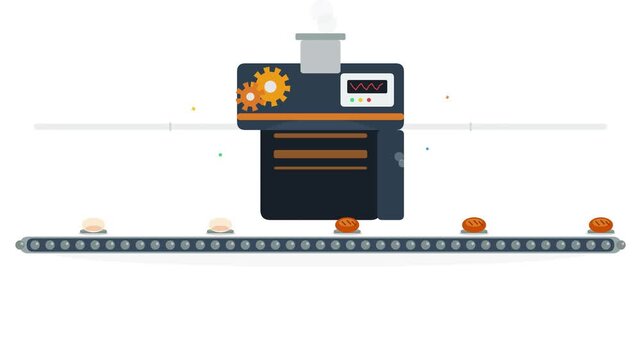 Automated Bread Production Line with Oven and Conveyor Belt