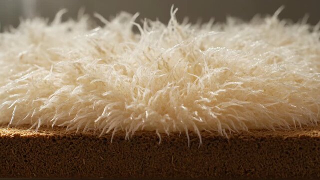 Macro Close-up of White Fungal Mycelium Growing on Substrate