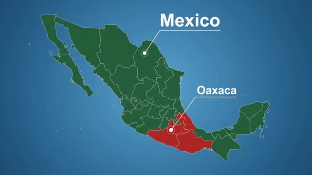 Map of oaxaca state in mexico showing geographical boundaries and location