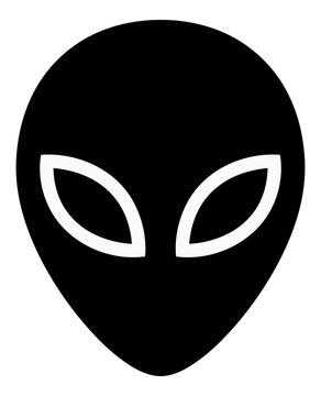 Alien Head Icon Black and White Simple Graphic