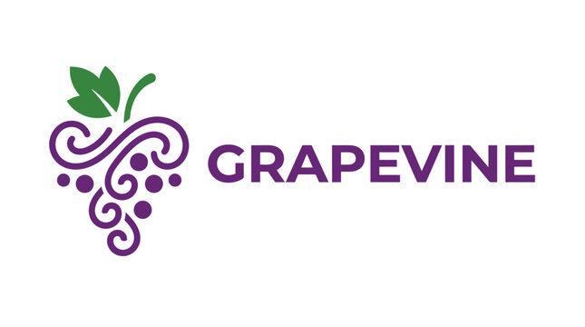 Grapevine logo with stylized bunch of grapes and text.