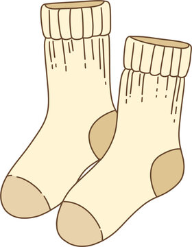 Pair of cozy ribbed socks vector illustration, warm winter knitwear accessory concept