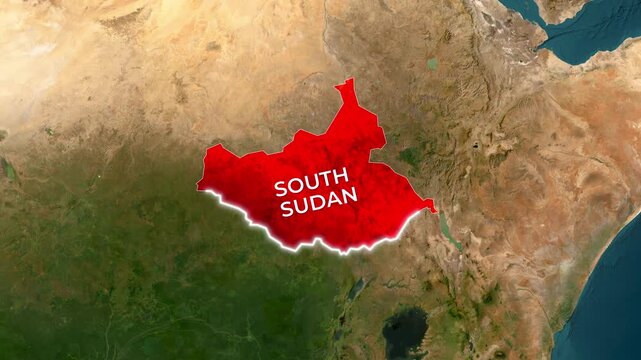 3D Map Animation South Sudan with Waving National Flag