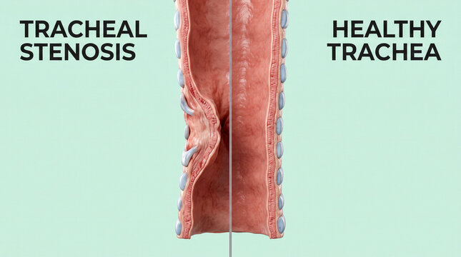Tracheal stenosis shown in medical comparison