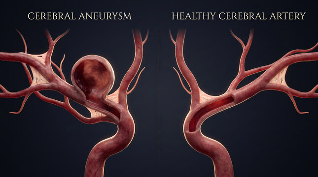 Cerebral aneurysm compared to healthy artery