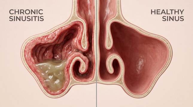 Chronic sinusitis versus healthy sinus comparison