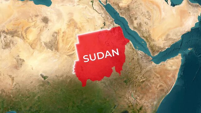 3D Satellite Map Animation Highlighting Sudan and Waving National Flag