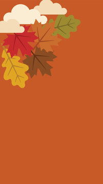 A vibrant and colorful autumn fall background featuring scattered leaves and fluffy clouds perfect for thanksgiving celebrations seasonal designs and festive greetings