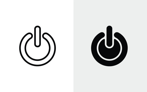 Power button off switch vector icon set with illustration interface technology