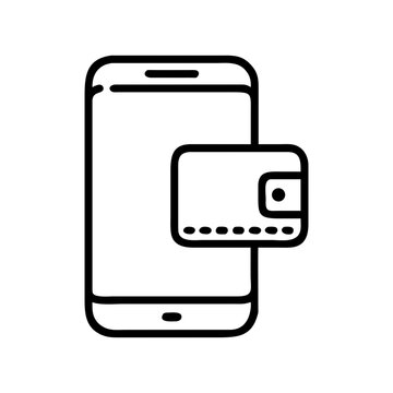 Mobile wallet icon smartphone payment system digital finance transaction.