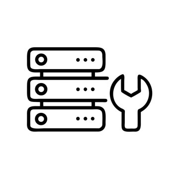 Server maintenance icon with wrench tool technology IT support service.