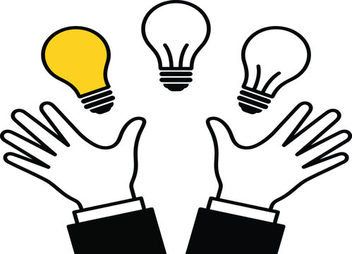 Hands Presenting Idea Lightbulb Concept Vector Illustration