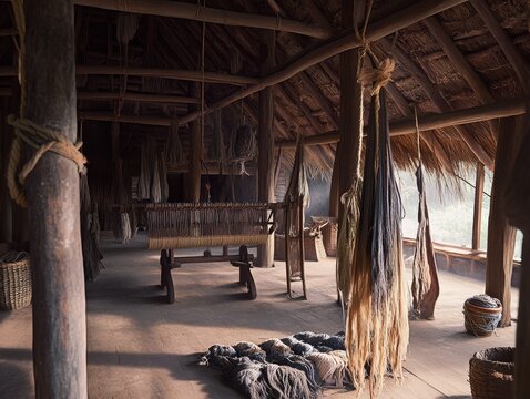 Authentic Celtic Textile Production Inside Ancient High Status River Longhouse