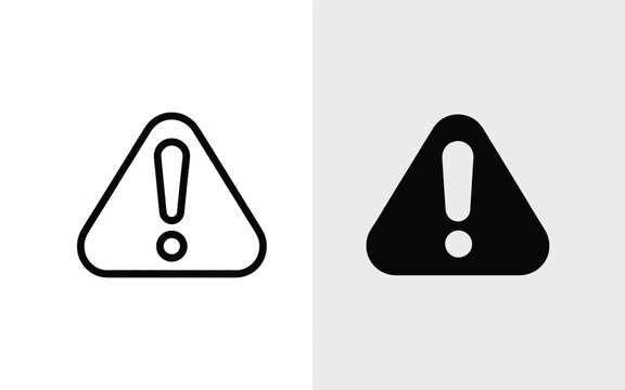 Triangle warning sign exclamation mark symbol vector icon set with triangle