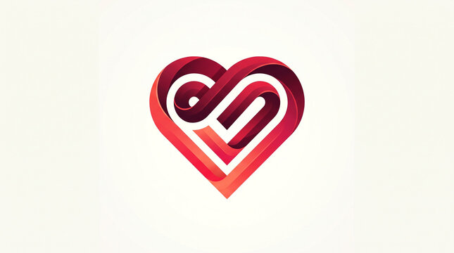 Modern abstract heart logo design with layered gradient lines symbolizing love unity connection and emotional warmth in minimalist contemporary style Generative Ai.