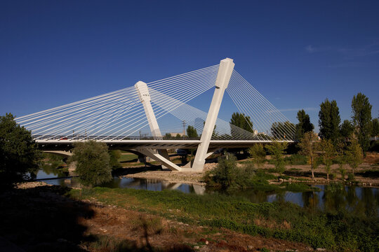 Princep de Viana Bridge over Segre River in Lleida, Spain
