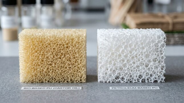 Comparison of bio-based castor oil polyurethane foam and petroleum-based polyurethane foam