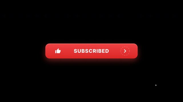Red subscribe button with like and share, social media call to action, video overlay