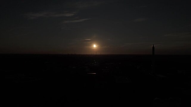 Partial Solar Eclipse Sun Low Over Horizon Aerial on August 2026