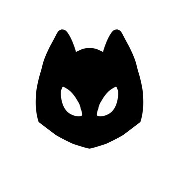 Black cat or fox head silhouette logo symbol isolated on white background vector illustration