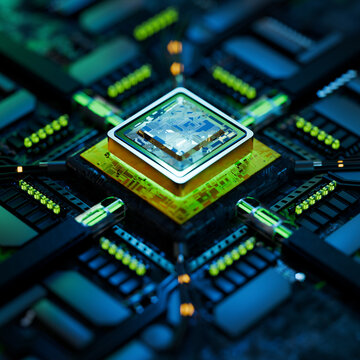 A futuristic high technology computer chip