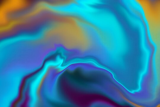 Vibrant abstract fluid waves in cyan blue and orange