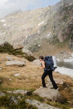 Backpacker Hiking The Pyrenees