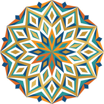 Geometric starburst tessellation pattern with intricate hexagonal mandala design
