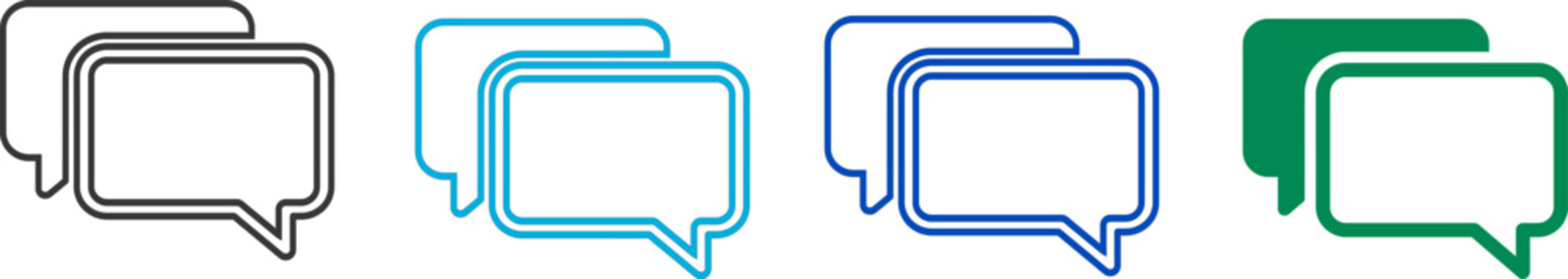 Chat bubble dialogue boxes line icons set representing messaging concept