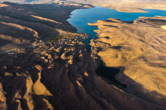 Aerial view of Parinacota Volcano and Lauca National Park