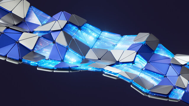 Triangular Data Tiles on Glowing Digital Ribbon