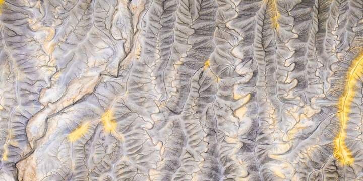 Aerial desert patterns at North Caineville Mesa, Utah