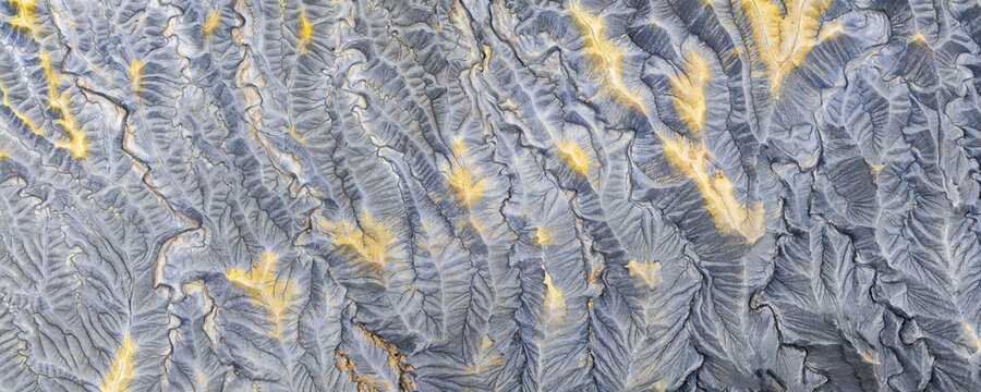 Aerial desert patterns at North Caineville Mesa, Utah