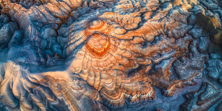Aerial earth texture of Hanksville Bentonite Hills, Utah