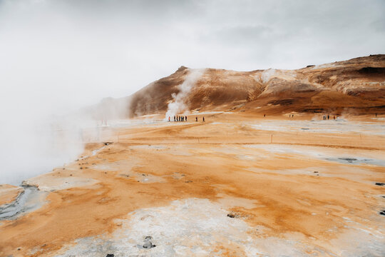 Steam Rising at Hverir Geothermal Area