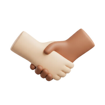 Two hands shaking in a friendly agreement gesture representing teamwork and business partnership 3d icon symbol