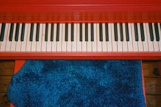 Red Piano with Keys  music instrument Film 