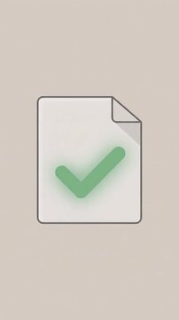 Minimalist document with green checkmark approval motion graphic, ai generated