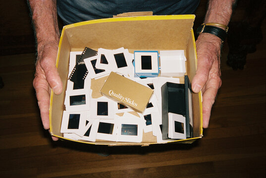 Hand hold Analog film slide in box 