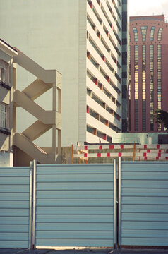 Construction Fence Below Towers