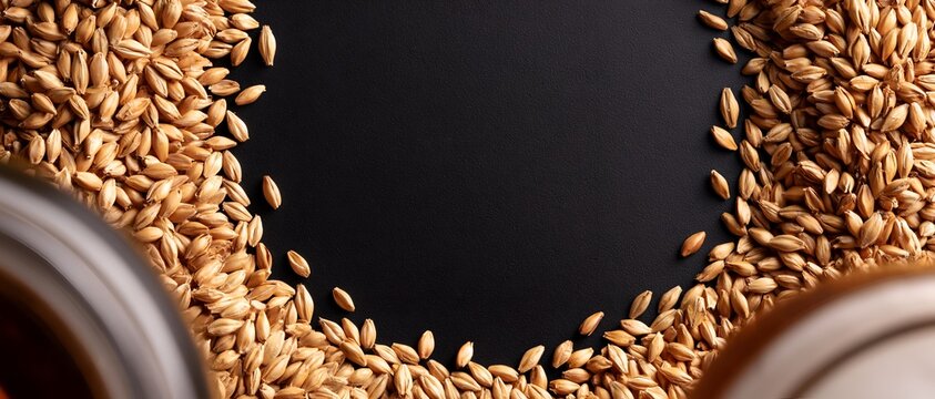 Wheat kernels arranged around dark center