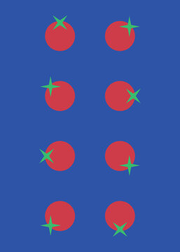 Poster with geometric tomatoes.