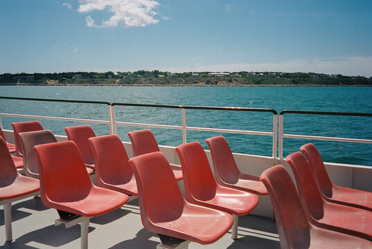 Martha&rsquo;s Vineyard ferry boat seat  landscape  film 