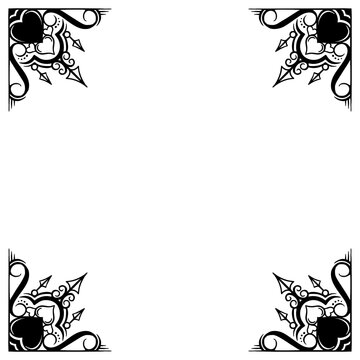 black and white heart frame illustration