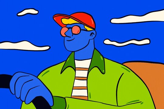 Modern lifestyle illustration of stylish man in sunglasses