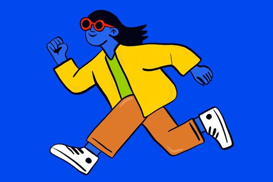 Stylish woman run in colorful active wear illustration